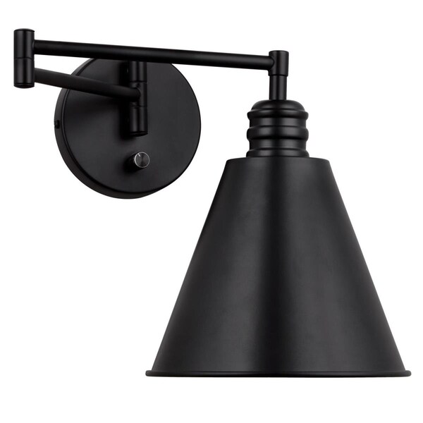 Westinghouse Fixture Wall 60W Trocadero Swing Arm, Matte Black Silver Int Shade 6125400 - main